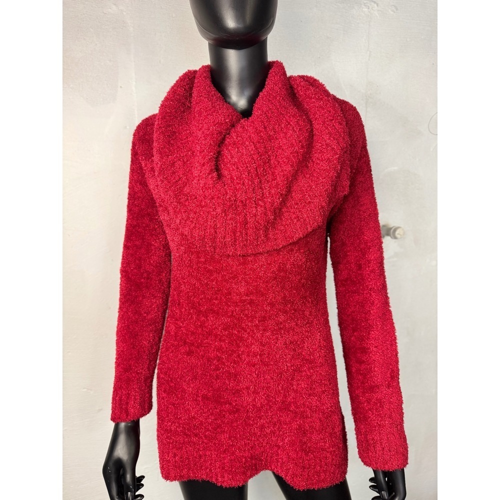 Cato Red‎ Fuzzy Chenille Cowl Neck Long Sleeve Sweater L